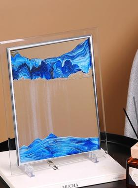 创意流沙画液体沙漏摆件解压办公室好物桌面装饰品生日小王金