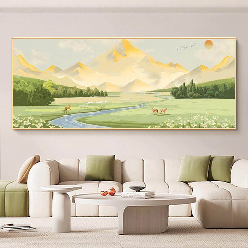 日照金山十字绣2025新绣大客厅卧室福禄携财携宝山水山水画自己刺