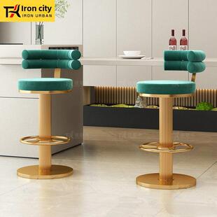 吧台椅旋转升降圆轻奢家用收银台网红前台坐设计师款酒吧高脚凳子
