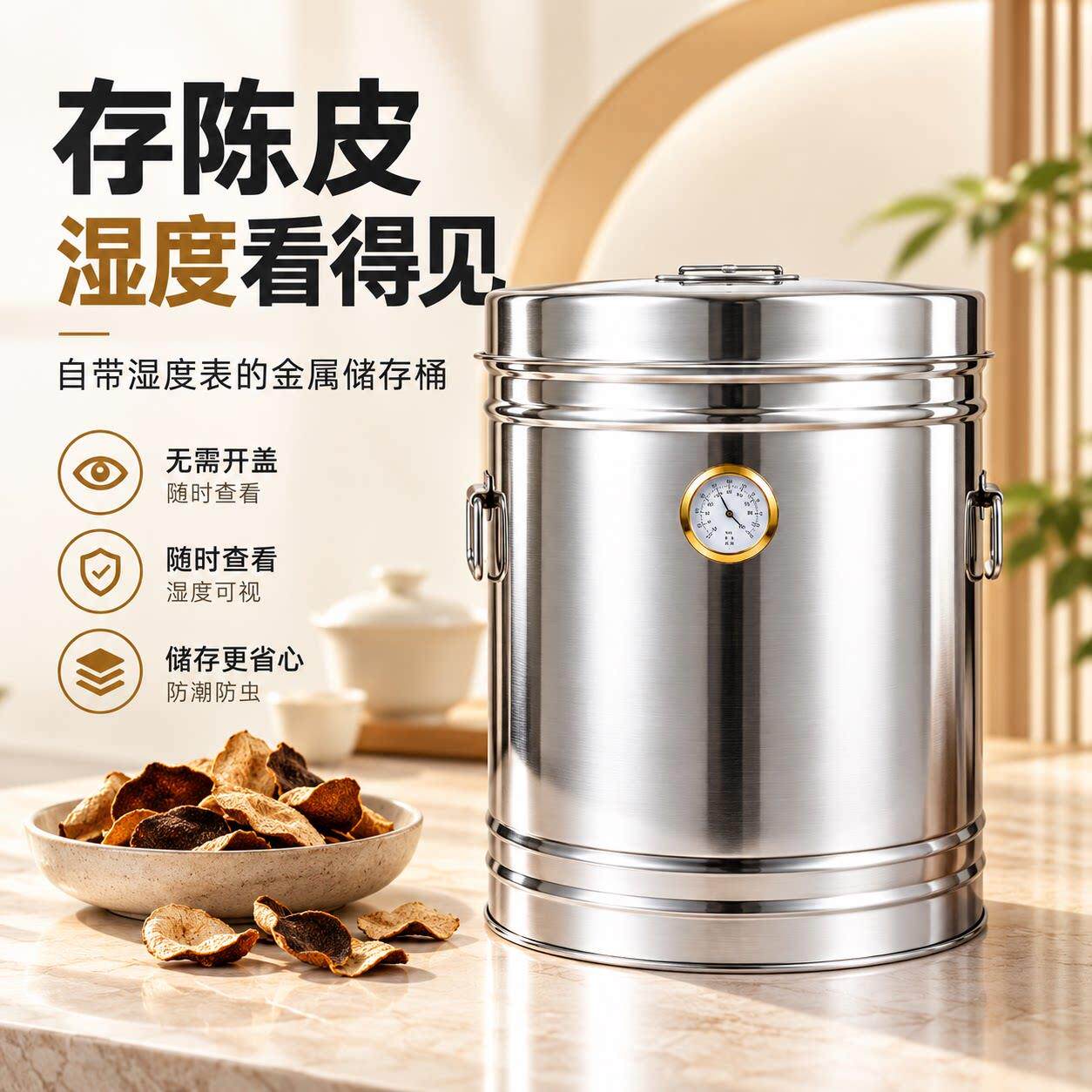 米桶家用陈桶用罐防虫防专潮皮密封加铁陈皮桶桶带盖厚储物桶厨房
