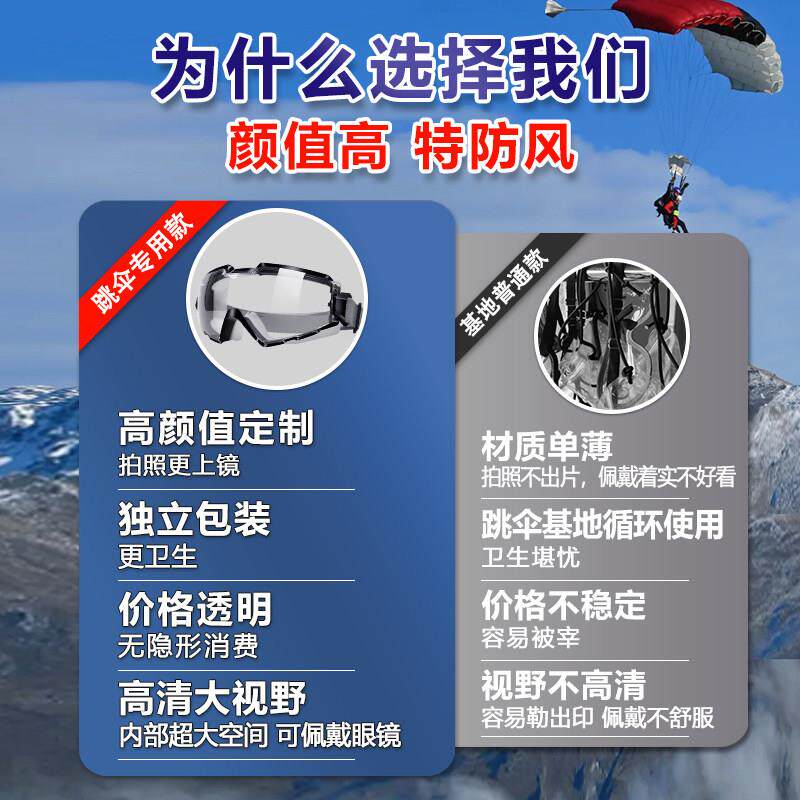 高空跳伞防风护目镜 可配眼镜防冲击高清不起雾迪拜风格