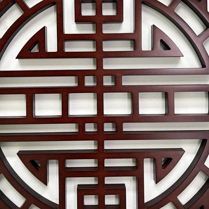 新中式走廊悬吊式天花板实木烤漆镂空雕花板高密度通花板隔断屏风
