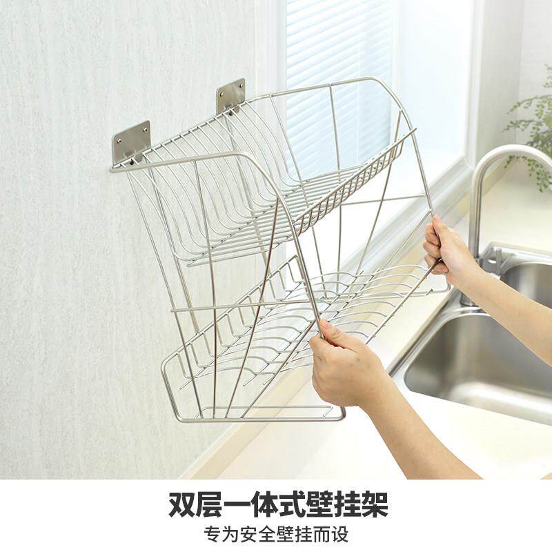 碗340不钢一体双层壁挂碗架锈沥水架厨房置物SDR10007架 挂墙碟架