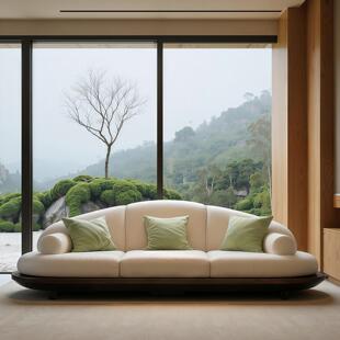 中古风实木直排沙发2025新款小户型别墅客厅创意高端宋氏美学家具