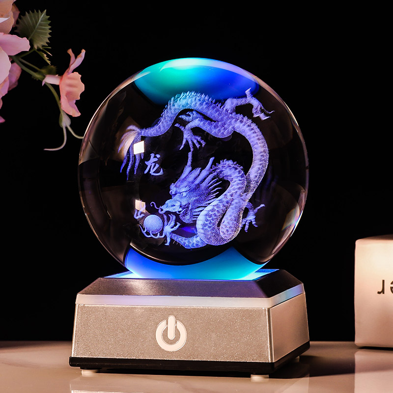 创意水晶球十二生肖生日礼物送男女生朋友闺蜜发光情人节装饰摆件