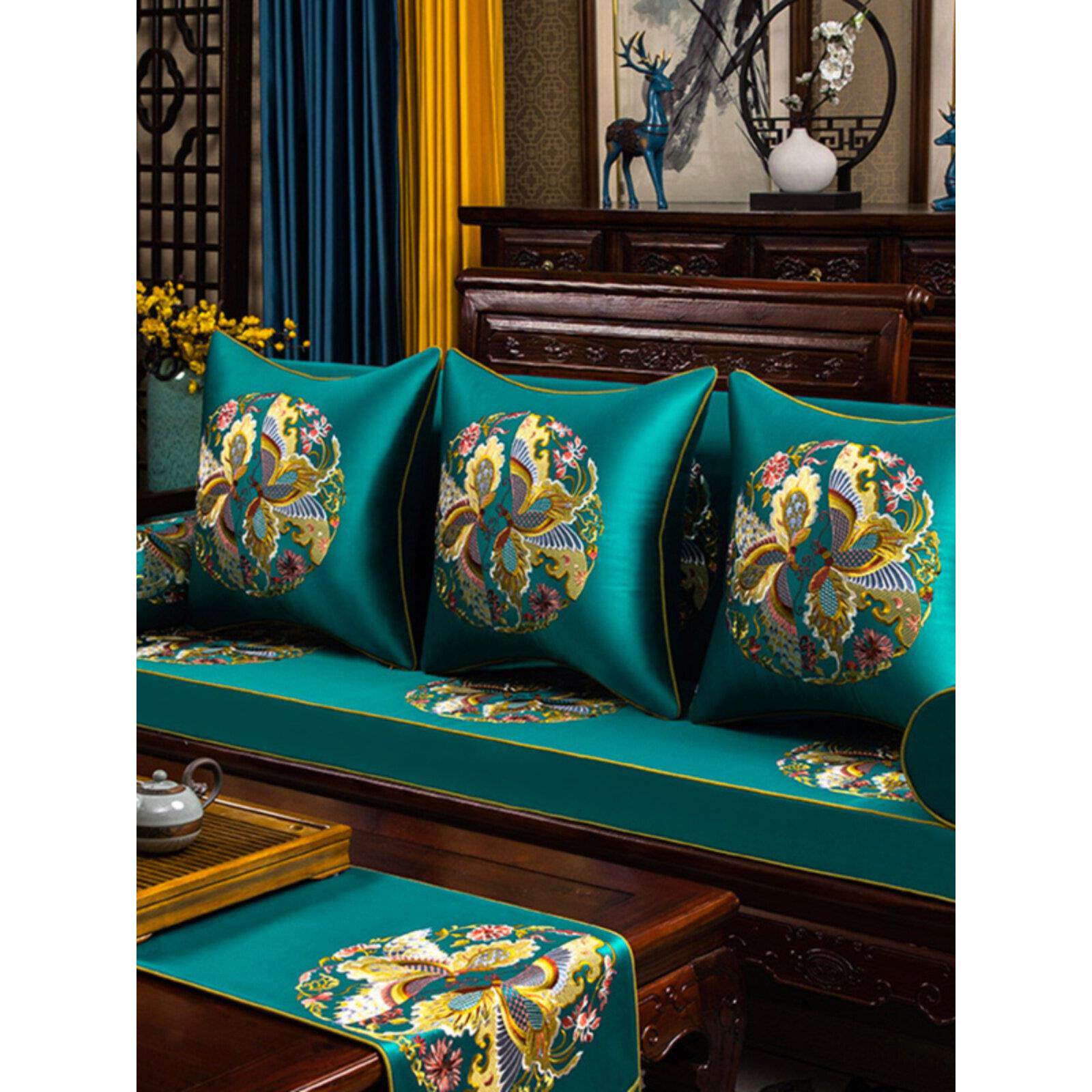 乳胶中式沙发坐垫海绵坐垫套中式实木椅垫红木沙发靠背定制