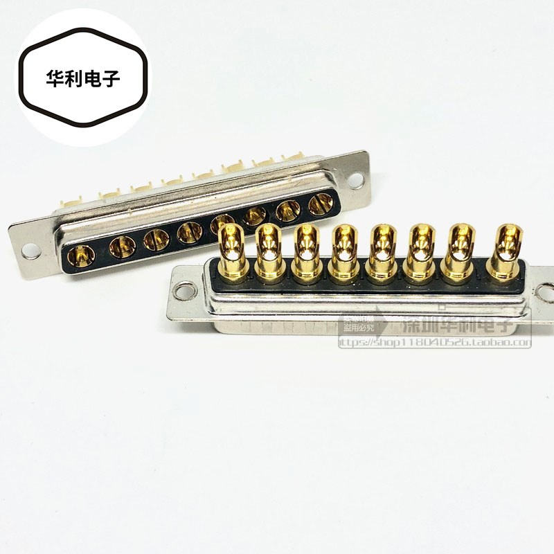 电连接器 8W8公头 车针d-sub db 8w8 8芯混装大电流直针孔焊线