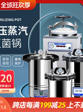 力辰立式高温蒸汽高压灭菌锅小型不锈钢消毒锅手提式灭菌器实验室