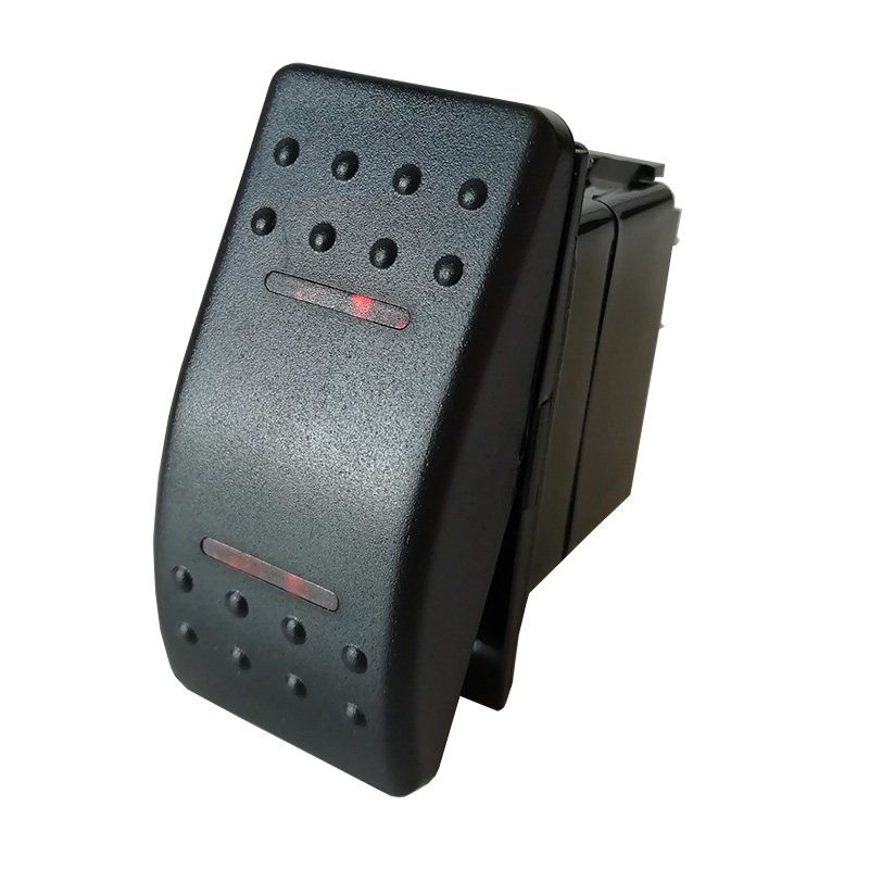 12V小型汽车改装三档带黄灯24V游艇双边自复位船型板开关翘班3档