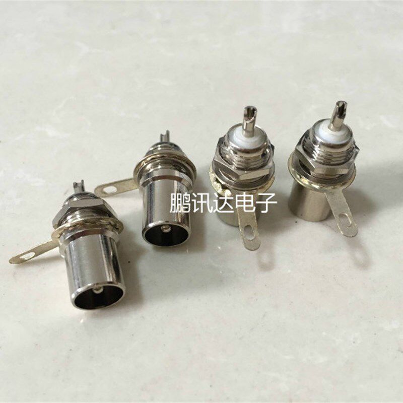 有线电视线焊接公头 9.5TV头射频插头电视头RF 机箱面板螺母固定