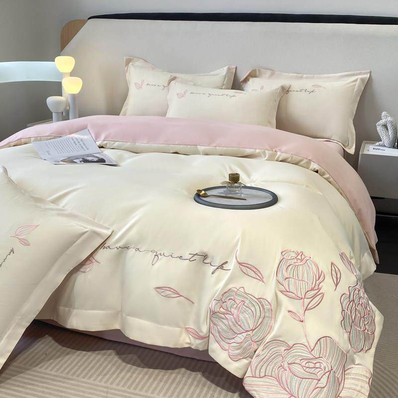 新A类母婴级面料高端轻奢床品四件套亲肤棉全棉刺绣被套亲肤裸睡3,床上用品,学生床品套件,淘宝优惠券,粉丝福利购,淘宝优惠卷