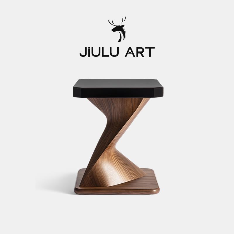 意式轻奢极简艺术创意实木边几客厅沙发小茶几高档方形床头柜角几