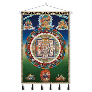 藏式唐卡挂画布艺挂毯装饰画竖版壁画墙布玄关过道挂布背景布定制