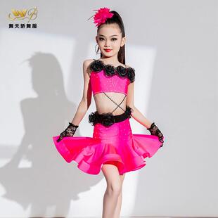 新款拉丁舞服高级感表演服女童拉丁比赛服花服专业儿童舞蹈演出服