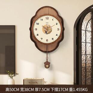 新中式挂钟客厅高端时钟现代简约大气钟表2025新款艺术风海棠花表