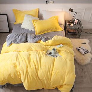 冬季加绒加厚珊瑚绒被套单件双面牛奶法兰绒毛紫色床单被罩两件套