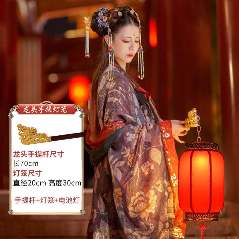 手提灯笼可拍发光中式舞蹈花道具明婚纱制汉服GVR摄影照灯乔迁红