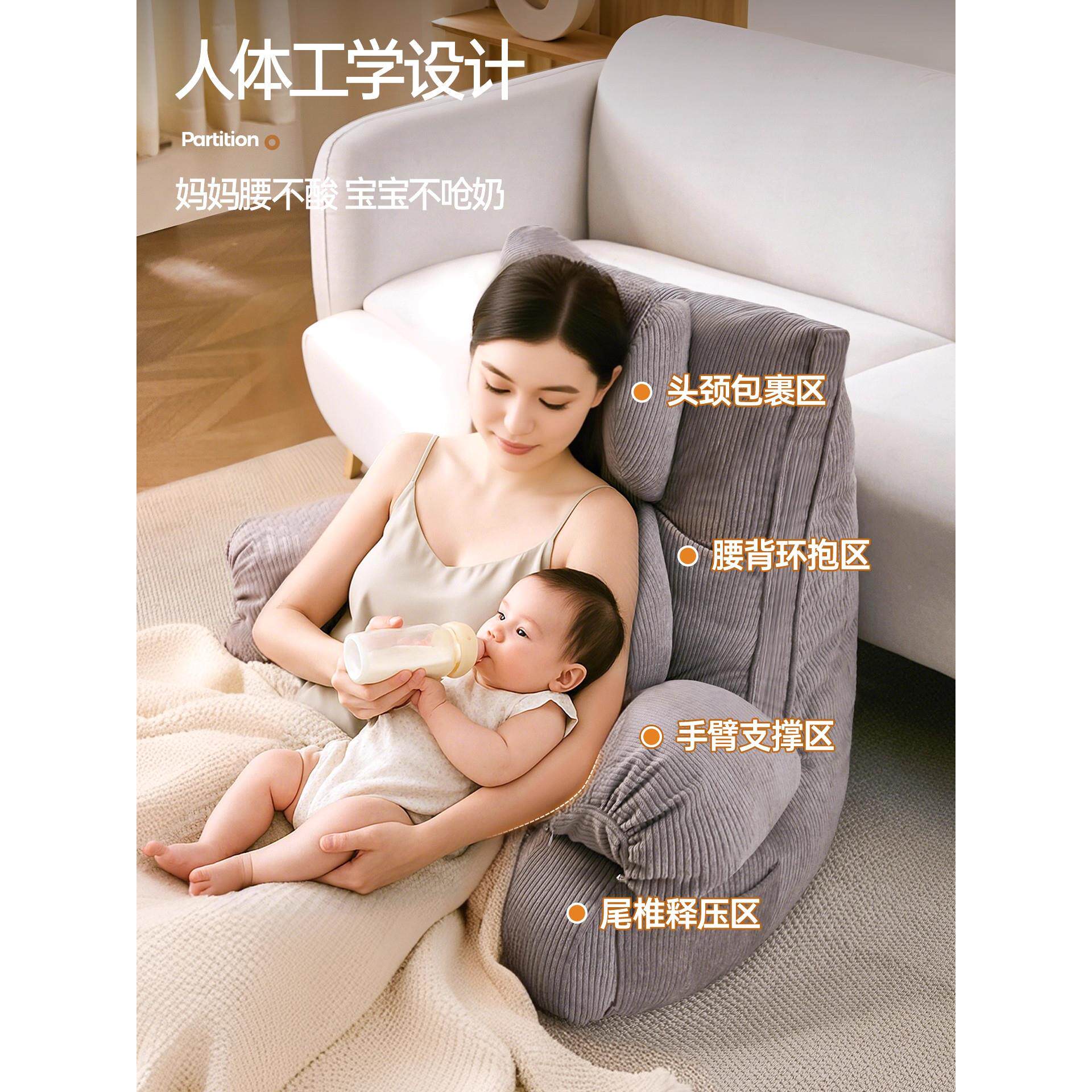 哺乳护坐喂床上靠觉枕大软包半躺式腰靠垫飘窗睡孕妇喂MON奶可枕