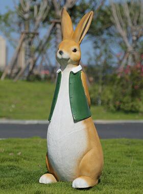 户外花园装饰庭院创意真可爱小兔树子摆件脂工艺品园林45564观景
