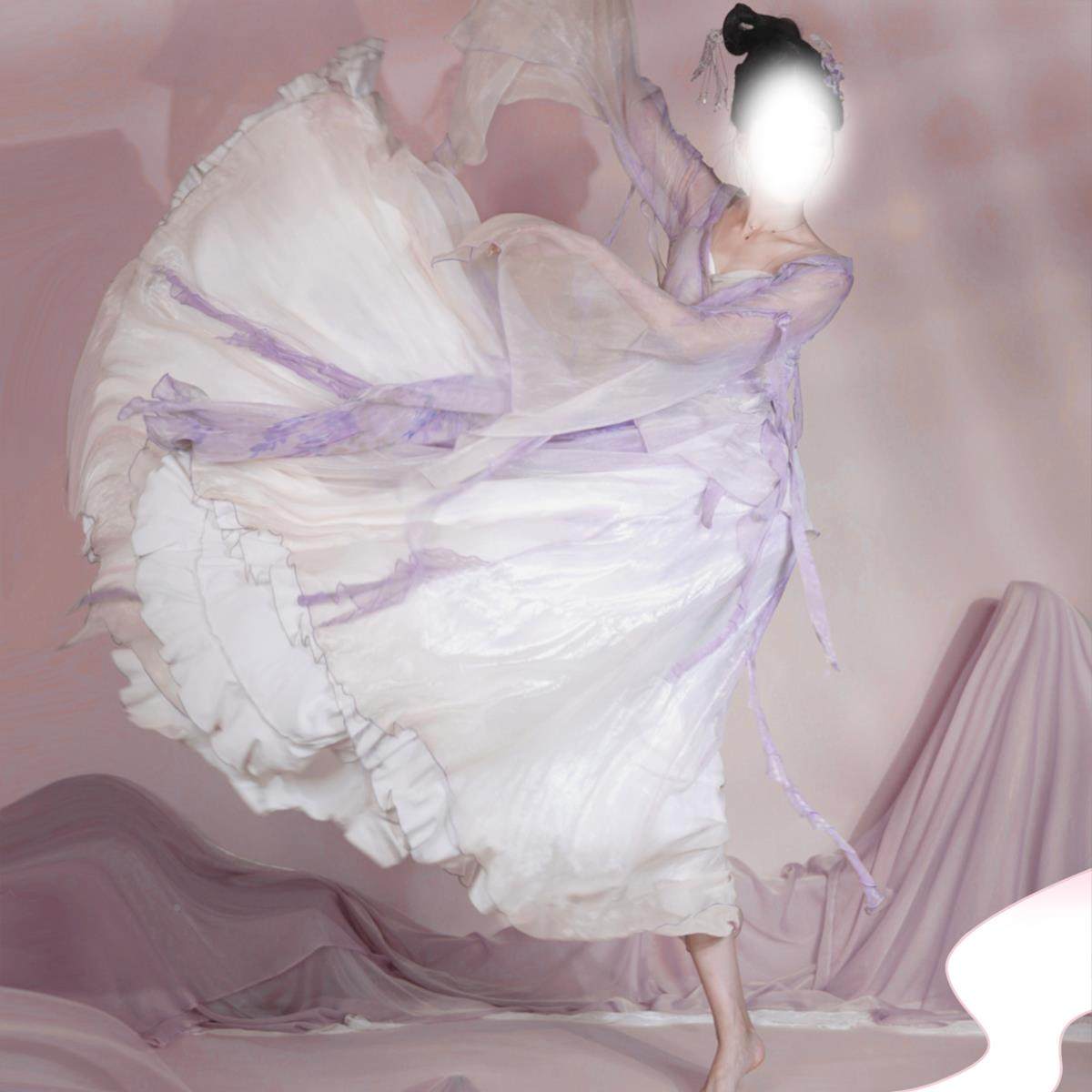 藤漫漫无艺之艺一大左典花舞古风朵飘逸漏肩外披荷叶边双层/古摆