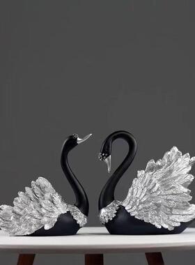 现代轻奢欧HAN风高级感件天鹅摆北家居玄关客厅电视酒品柜小装饰