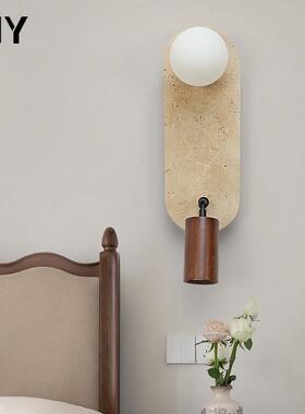 日式侘寂卧黄洞石壁灯旋头转设19057计带射灯创意民宿室床过道楼