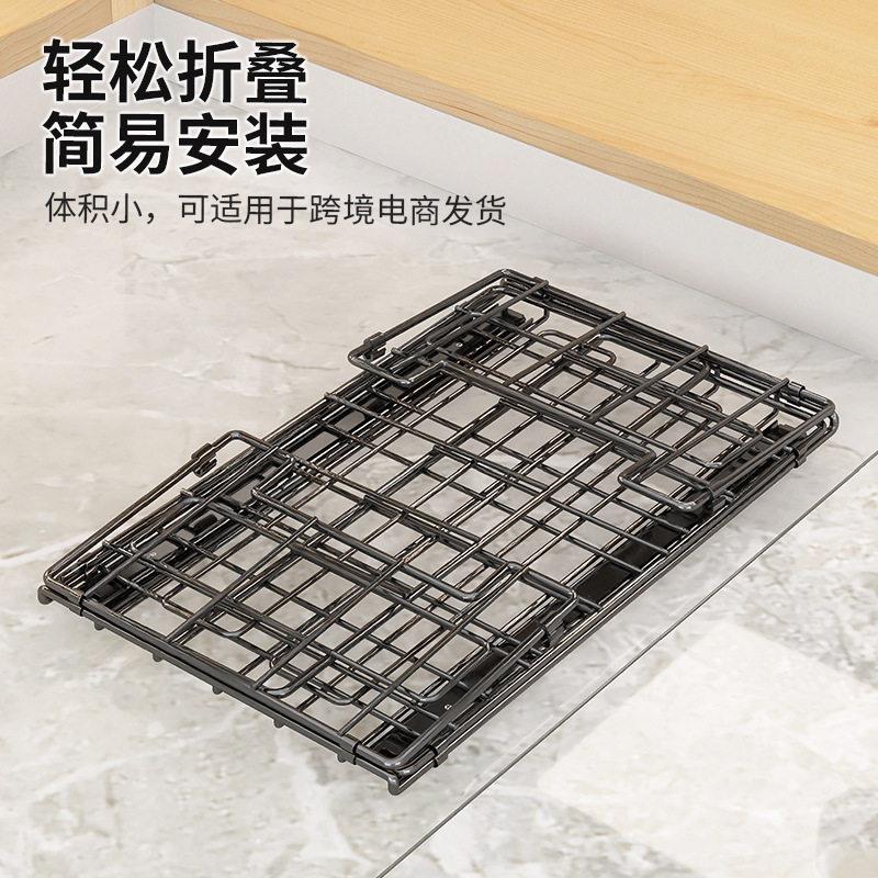 能厨房抽屉式置物架橱柜内物伸缩拉篮家置放调料置架用多功免打孔