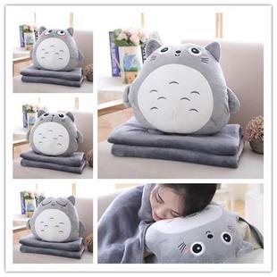 龙猫抱枕用被两毯子靠枕子三合抱一枕毯NWH空调午睡枕汽车靠垫捂