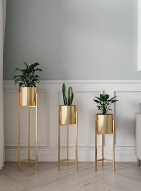 北物7637欧金色花金架子室轻内奢铁艺花盆架色落地式家用客厅装饰