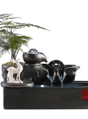 循环流水招财生财泉鱼摆缸装饰景件水晶球风水轮喷观乔迁FY-948开