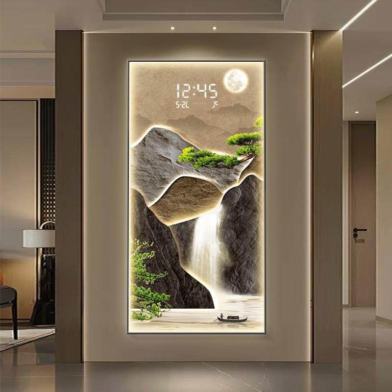 流水钟生财LDY8182关装饰画电子屏表创意时钟壁户灯入走廊尽玄头