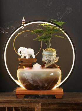 八方来流水摆件循水饰办公室招财开业装礼品客厅茶HPK-666桌小型