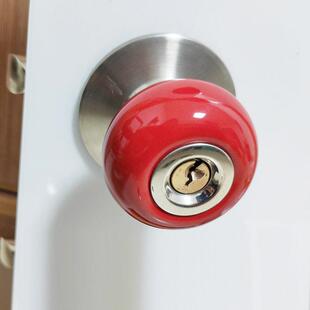 陶瓷锁园田门锁通用GPZ室内卧红室尼化妆室老式卡龙色球型圆形球