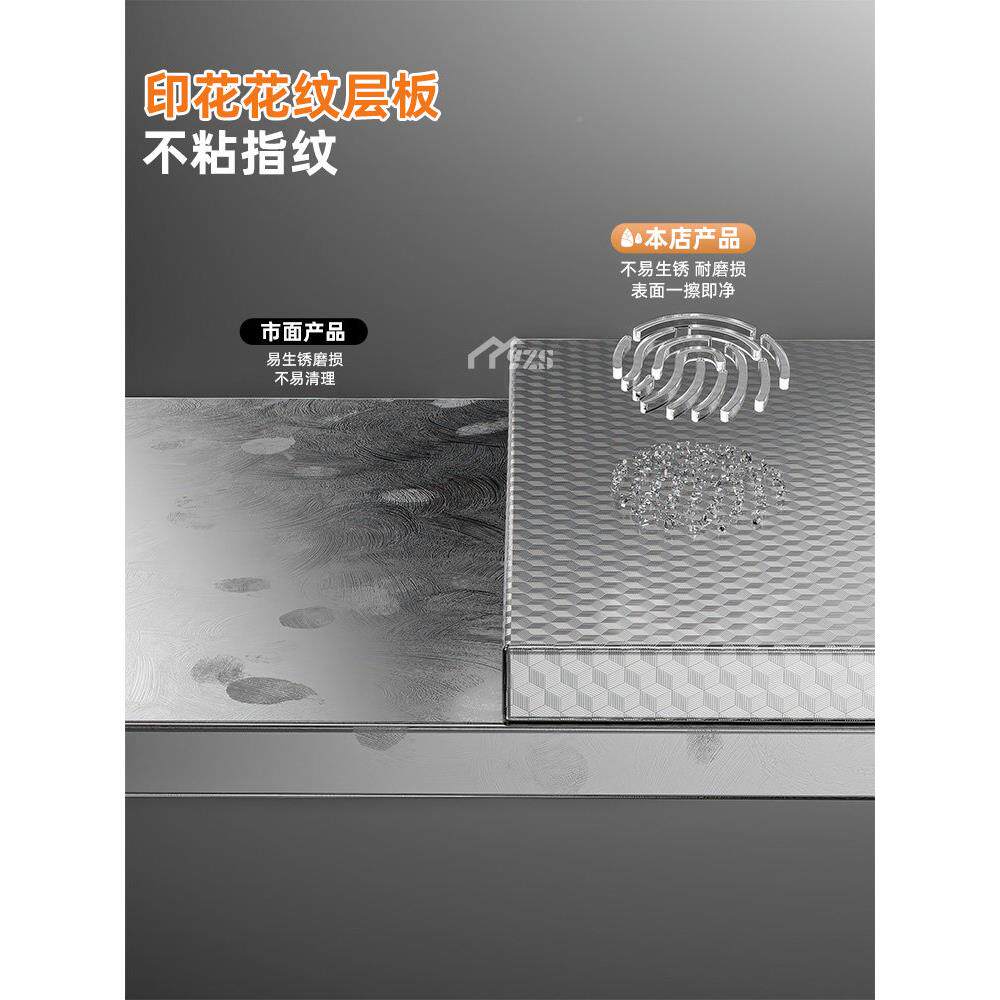 304物不锈钢厨房微波炉置架台面多功能双层饭电烤锅箱一体收纳架