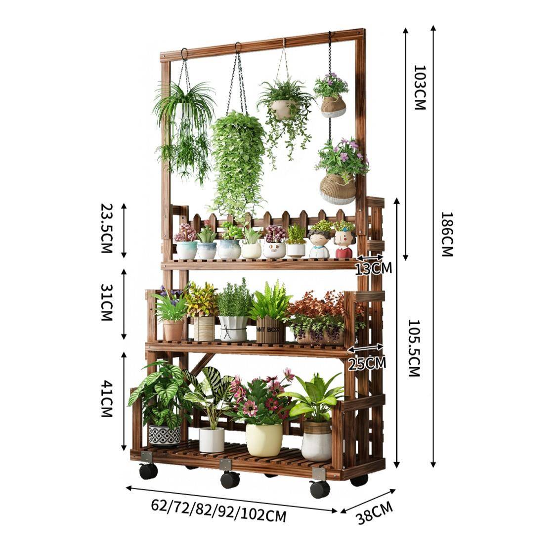 实质置物架落地厅木阳台吊兰绿萝多肉花架子客餐厅绿植23932景盆