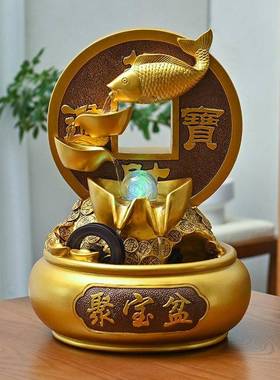 招财水摆轮件循环水景观H50098聚宝盆客厅玄关办业公室风水开乔流