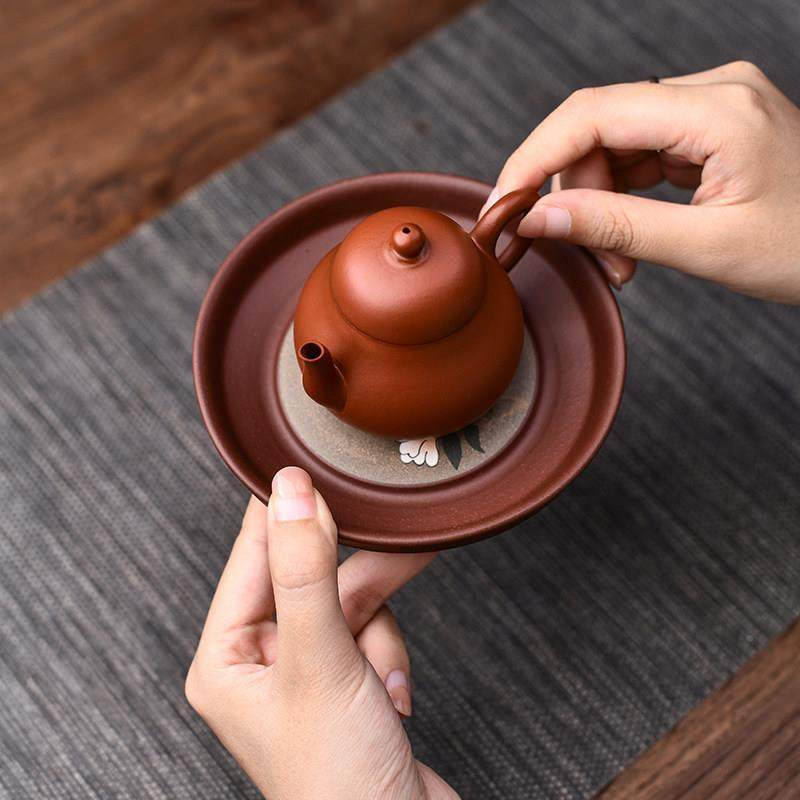 全纯小手工宜紫砂兴干泡台杯垫托 托壶2869承茶盘吸凉垫水储水式