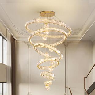 覆式L楼别墅空客厅大吊灯OFT公挑寓中楼ZLM客厅灯满轻奢天星水晶