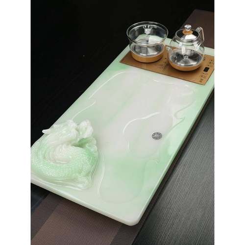 玻全自供水经典BWB简约大型机动一体办公茶盘功夫茶桌璃玉质茶盘