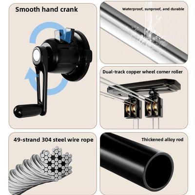装升降衣手摇晾衣架阳台家用晾58613杆衣固定式双层悬挂式顶装晒