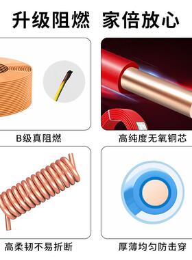 电线标纯国铜ZVB-B单芯硬线2.5平/4/6方家用家装阻燃线缆