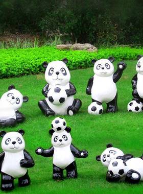 室雕外花PMK景园模拟熊猫玻璃纤维塑院公园森林观房屋庭装饰动物