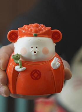 玄关招财小财送神陶88开瓷摆件家居饰品新年业礼品喜庆可爱桌面发