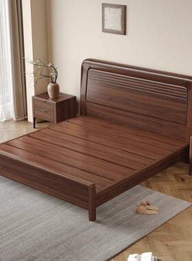 全黑胡桃木加厚实木床11303#.8米主卧大床.现代约双人床15米新中