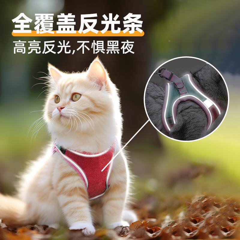 2025款猫咪牵引绳溜猫绳猫猫背心反光胸挣背防脱式猫咪外出新专用