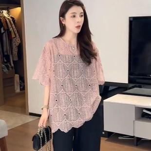 小众宽松显瘦上衣潮 韩版 极简风设计感短袖 镂空T恤女2025夏季 新款