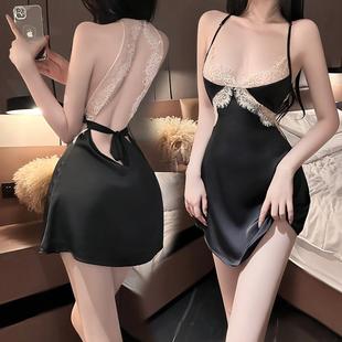 2025新款 蕾丝美背性感睡衣女家居服吊带睡裙冰丝情侣高级感纯欲风