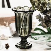 欧式 CASTLE城堡浮雕插花瓶 彩色玻璃花器客厅台面覆古工艺品摆饰