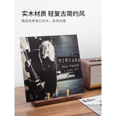 黑胶唱片架 黄铜实木 展示支架LP黑胶柜CD架垂直收纳整理桌面架子