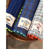 Brut 创意厨房礼物波浪格子 长方形两件装 Cake 古布波纹餐垫棉日式